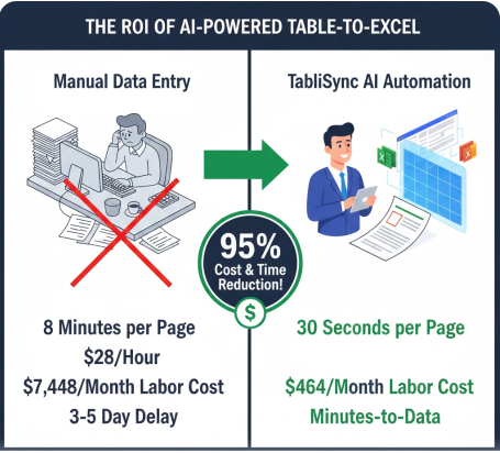 The economic impact of switching to AI-driven table automation.