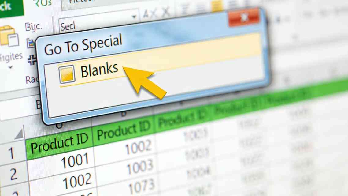 Tablisync:Step-by-step UI guide for using Go To Special Blanks to repair merged cells in Excel.