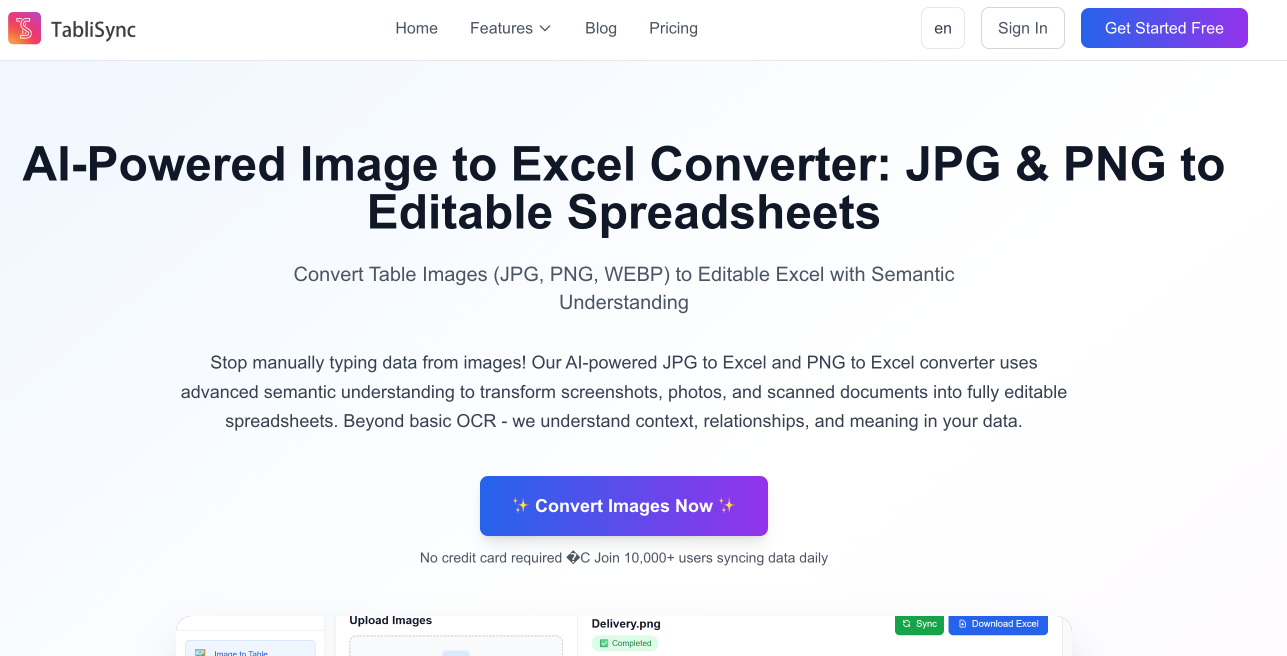 Convertidor de imágenes a Excel con IA: JPG y PNG a hojas de cálculo editables