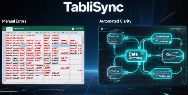 Excel SUMIF/COUNTIF limitations solved by TabliSync AI: manual errors vs automated clarity.