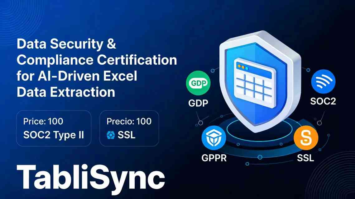 Tablisync:Data security and compliance certifications for AI-powered Excel data extraction.