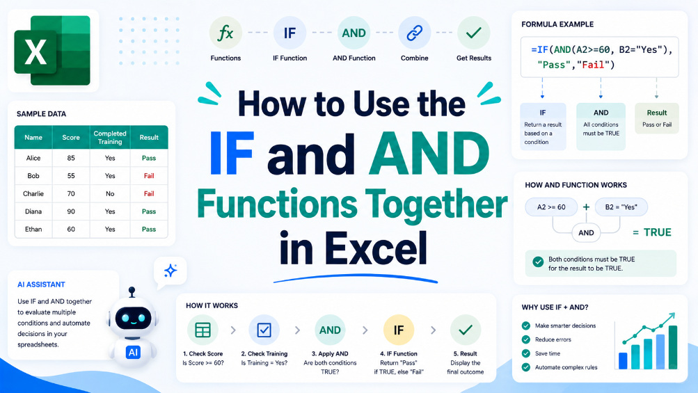 Use this guide to master combining Excel's IF and AND functions, then speed up your workflow with TabliSync: upload your spreadsheets, define your multi-condition rules, and let the AI generate accurate results automatically, saving you time and reducing errors.
